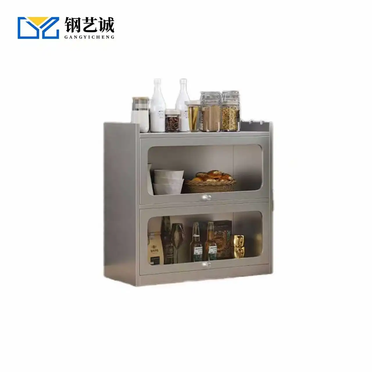 Stainless Steel 2-door Flip-top Cabinet